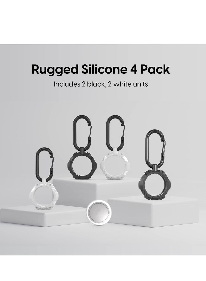 Captaintech AirTag Cases 4-Pack - Rugged Silicone AirTag Holder with Carabiner Clip Keychain - Protective Cover for Apple AirTags for Luggage Finder, Locating Keys, Pet Collar Tracker, and More - Image 4