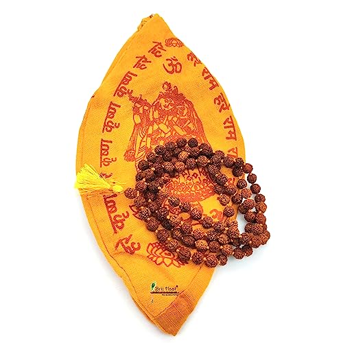 BRIJ HAAT Natural 5 Panch mukhi rudraksha jaap japa mala 108+1 Beads with jholi Bag (Rudraksha) - Image 2