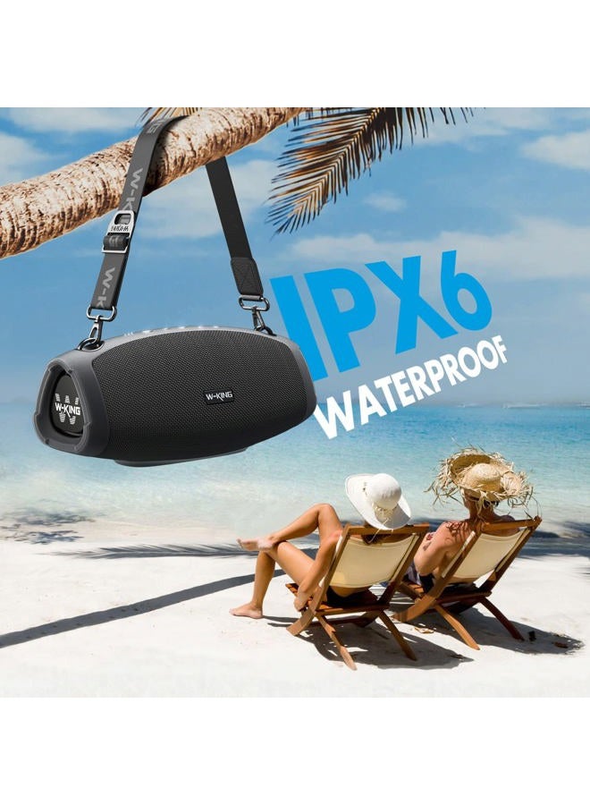 W-KING Portable Bluetooth Speaker Wireless,120W Max IPX6 Waterproof Outdoor Loudest Speaker Party Boombox,Triple Passive Radiators-70W Omnidirectional Deep Bass/2 Subwoofer/42H/PowerBank/TF/AUX/Opener  - Image 5