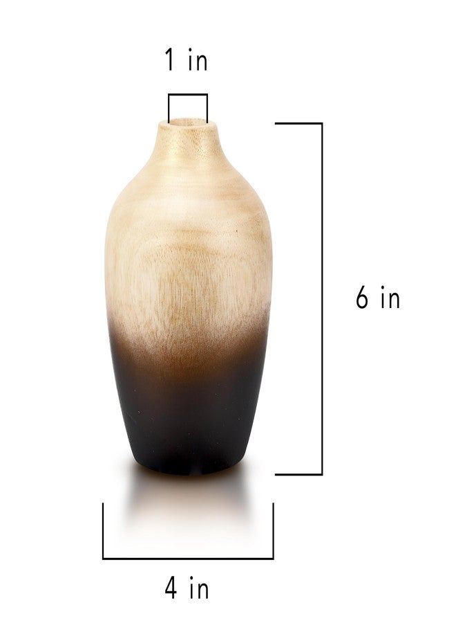 AeraVida 6-inch Mango Wood Flower Vase - Handmade Bottle Shaped Decorative Wooden Tabletop Vase for Rustic Home Décor | Brown to Black Gradient Indoor Centerpiece | Artisan Mango Tree Vase for Dried Flowers - Image 5
