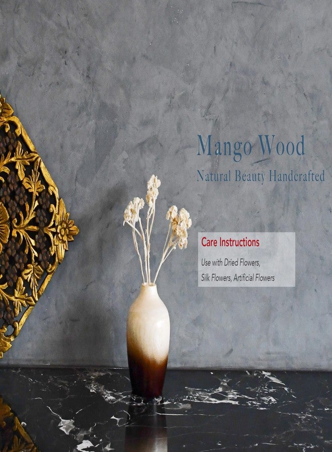 AeraVida 6-inch Mango Wood Flower Vase - Handmade Bottle Shaped Decorative Wooden Tabletop Vase for Rustic Home Décor | Brown to Black Gradient Indoor Centerpiece | Artisan Mango Tree Vase for Dried Flowers - Image 3