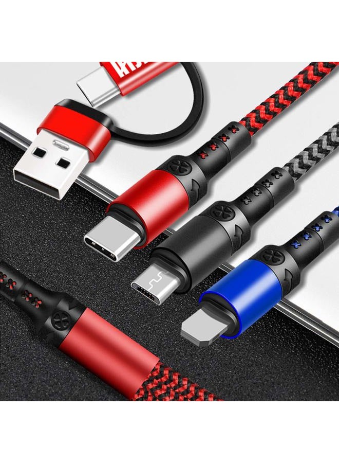 LHJRY 【Upgrade】 6 in 1 Multi Charging Cable 3Pack 4ft Multiple Charge Cord USB A/C to Phone USB C Micro USB Connector Fast Charging Cord Compatible with cell Phones Tablets and More - (Red,Black,Blue) - Image 5