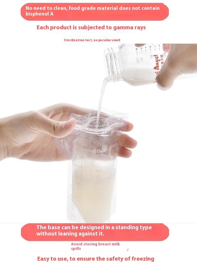 Milk Storage Bags Freezer, 60 Count Self Standing Milk Bags, Ready to Use Easy to Pour Milk Storage Bags, No Leak Double Sealed Milk Bag, BPA Free, 250ml - Image 5