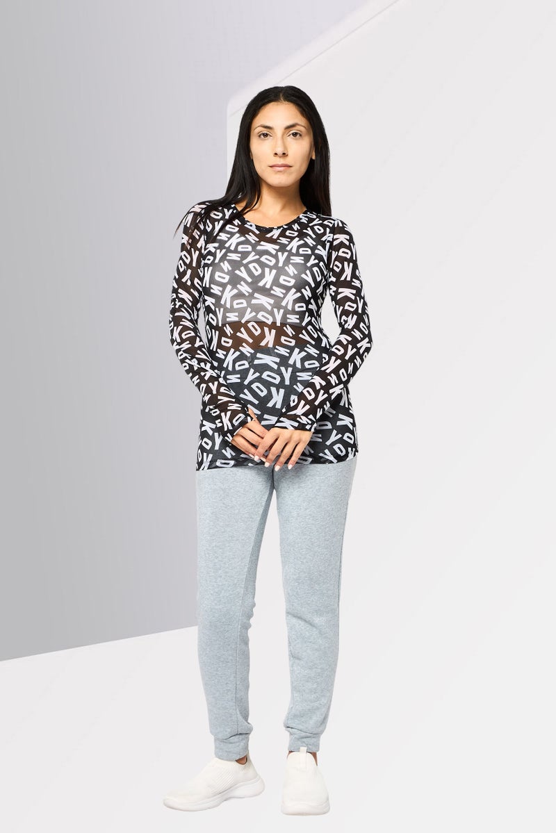 DKNY Sport Women Sportswear Fit Long Sleeve Outdoor Mesh Top, Multicolor - Image 2