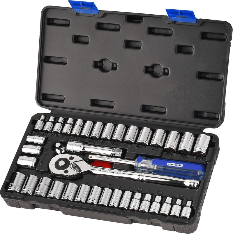 EPAuto 40 Pieces 1/4-Inch & 3/8-Inch Drive Socket Set with 72 Tooth Reversible Ratchet - Image 4