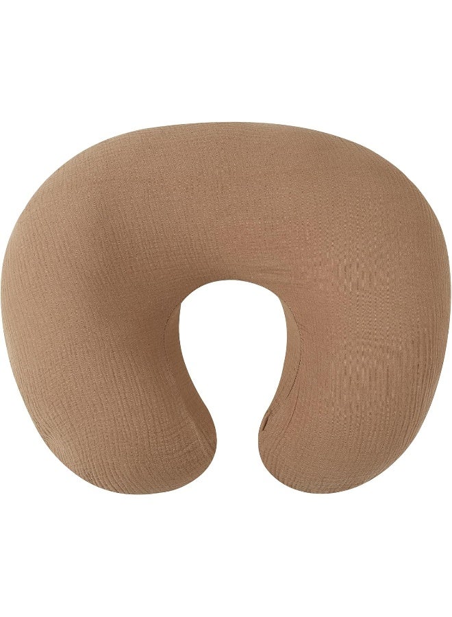 أوناكوشت Muslin Nursing Pillow Cover Soft 100% Cotton Feeding Pillow Slipcover Fits Standard Infant Nursing Pillow or Positioner for Baby Girl and Boy, Brown - Image 1