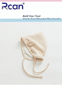 Rcan Rcan Newborn Cute Baby Ear Protection Hat Soft Baby Cap Cotton 3-24 Months, Beige  - Image 1