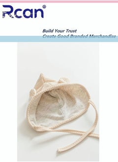 Rcan Rcan Newborn Cute Baby Ear Protection Hat Soft Baby Cap Cotton 3-24 Months, Beige  - Image 2