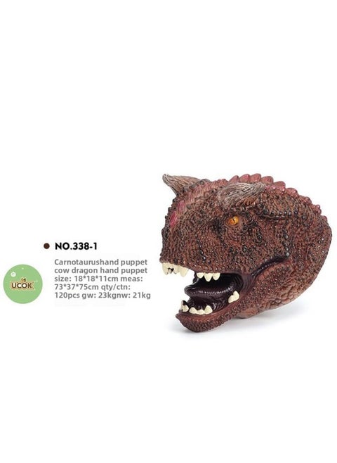 Dinosaur Puppet Gloves Soft Rubber Triceratops Tyrannosaurus Rex Head Swing Children Simulation Animal Model Boy Toy-Color:K338-1