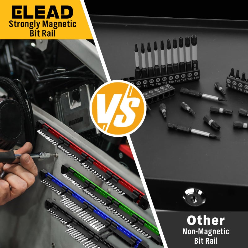 ELEAD 4PCS Magnetic Slidable Drill Bit Holder, 160 Holes Bit Storage with Strong Magnetic Rail, Screwdriver Drill Bit Organizer for Your Specialty(Bits Not Included) - Image 4