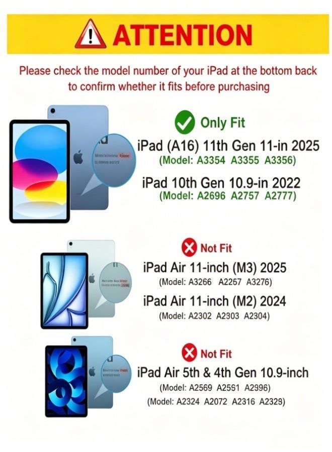 ELTRAZONE iPad A16 11th Gen 11 Inch 2025 & iPad 10th Gen 10.9 Inch 2022 Case, Transparent TPU Back, Y-Folding Stand, Pencil Holder, Auto Sleep Wake, Shockproof Slim Cover with Anti-Glare Protector-Grey - Image 5