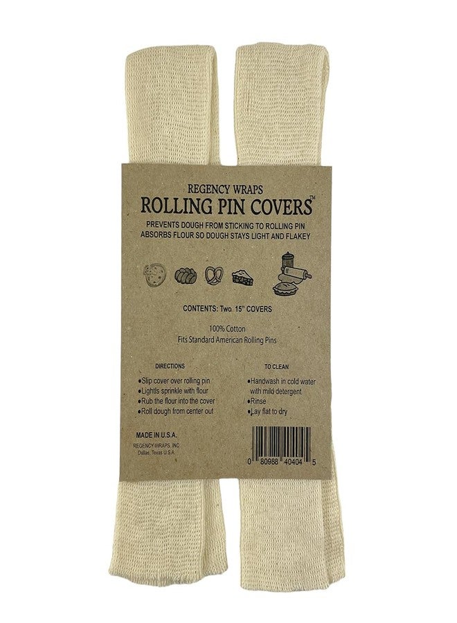 Regency Wraps Rolling Pin Cover for Non-Stick Dough Rolling, 100% Cotton Absorbs Excess Flour So Pastries Come out Light and Flakey, 15" Pack of 2 - Image 1