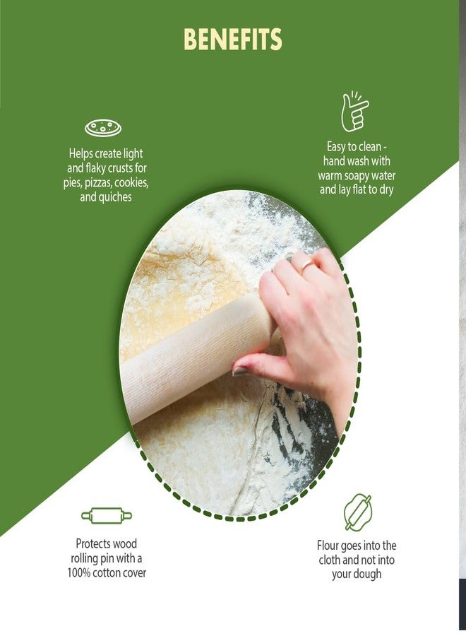 Regency Wraps Rolling Pin Cover for Non-Stick Dough Rolling, 100% Cotton Absorbs Excess Flour So Pastries Come out Light and Flakey, 15" Pack of 2 - Image 2