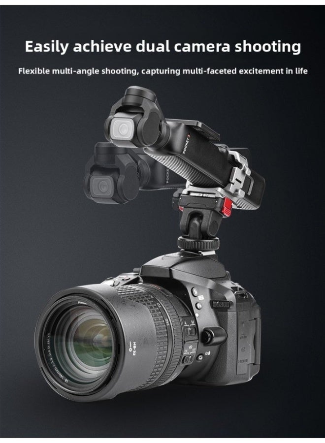 BRDRC Quick Release Expansion Frame for DJI Osmo Pocket 3 – Multi-Functional Camera Mount with Cold Shoe Interface, Sponge Padding, 1/4" Thread Compatibility, and Accessory Support - Image 5