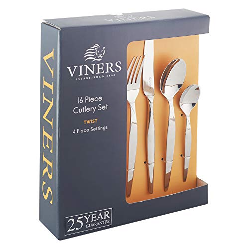 Viners Premium International Twist 18/0 Stainless Steel 16 Pcs Cutlery Gift Set for Dining Table, Kitchen | Rustproof Luxury Flatware - Image 1