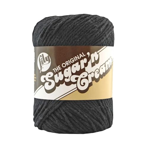 Lily 10200100002 Sugar 'N Cream The Original Solid Yarn, 2.5oz, Medium 4 Gauge, 100% Cotton - Black - Machine Wash & Dry - Image 1