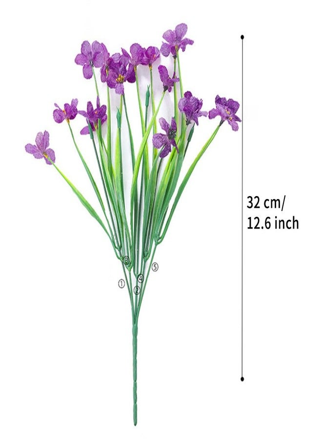 Loyanger 6 Bundles Artificial Violet Flowers, Fake Silk Flowers Spring Decor, UV Resistant Faux Plants, No Fade Faux Greenery for Indoor Outdoor Home Garden Wedding Decor(Color:Purple) - Image 2