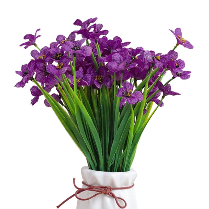 Loyanger 6 Bundles Artificial Violet Flowers, Fake Silk Flowers Spring Decor, UV Resistant Faux Plants, No Fade Faux Greenery for Indoor Outdoor Home Garden Wedding Decor(Color:Purple) - Image 1