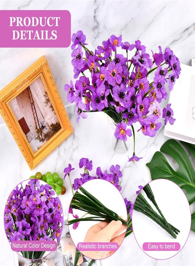 Loyanger 6 Bundles Artificial Violet Flowers, Fake Silk Flowers Spring Decor, UV Resistant Faux Plants, No Fade Faux Greenery for Indoor Outdoor Home Garden Wedding Decor(Color:Purple) - Image 4