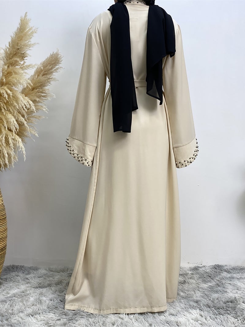 Cross-Border Fashion Abaya Hot-Selling Beaded Lace-Up Elegant Cardigan - Image 3
