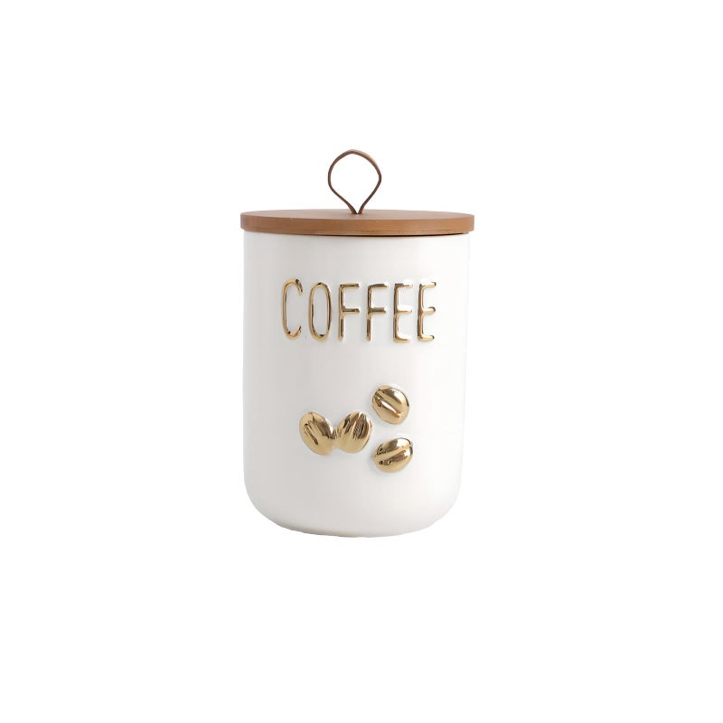 Simcat 27oz Ceramic Canister Set with Airtight Seal Bamboo Lid and Silicone Seal Damp-Proof Kitchen Jar Tea Coffee Sugar Canister Set Food Storage Containers (Portable sealed jar-(coffee)) - Image 1