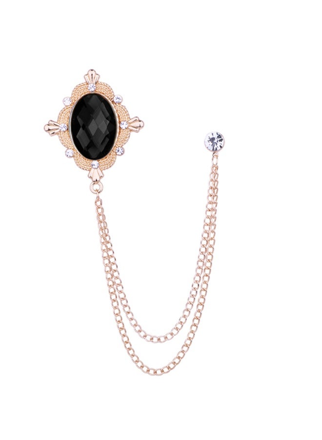 Shougu Versatile Temperament Personality Gemstone Tassel Chain Suit Brooch