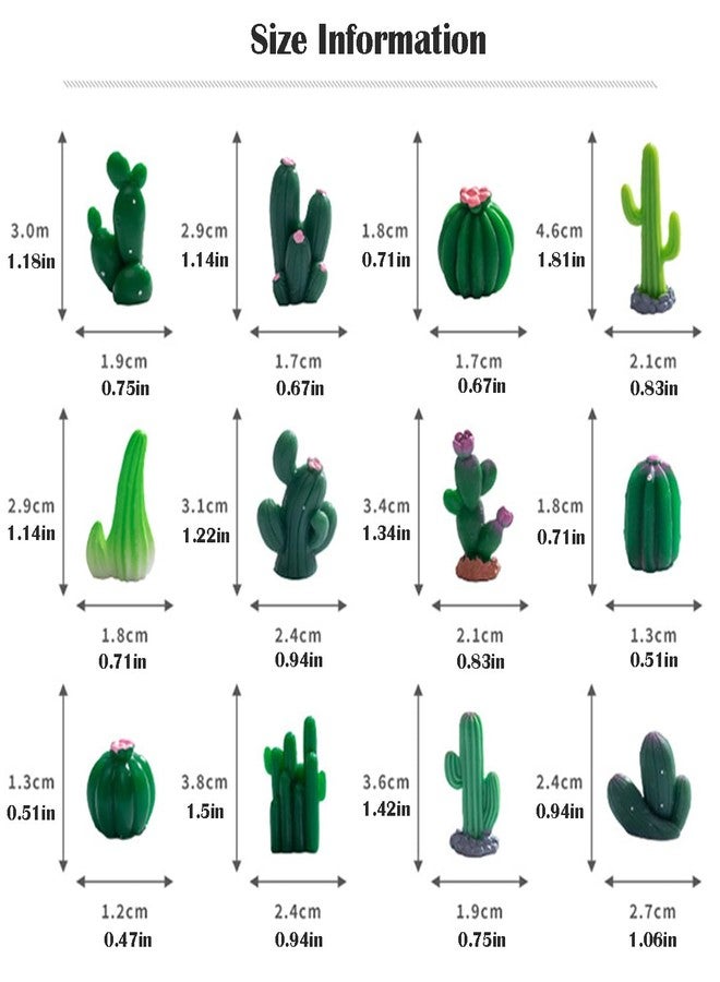 JARPSIRY 12 Pcs Mini Resin Cactus Miniature Figurines, Cute Small Cactus Figures Cake Topper, DIY Micro Landscape Desert Decor Home Fairy Garden Plant Pots Bonsai Crafts - Image 5