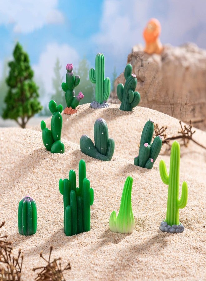 JARPSIRY 12 Pcs Mini Resin Cactus Miniature Figurines, Cute Small Cactus Figures Cake Topper, DIY Micro Landscape Desert Decor Home Fairy Garden Plant Pots Bonsai Crafts - Image 2