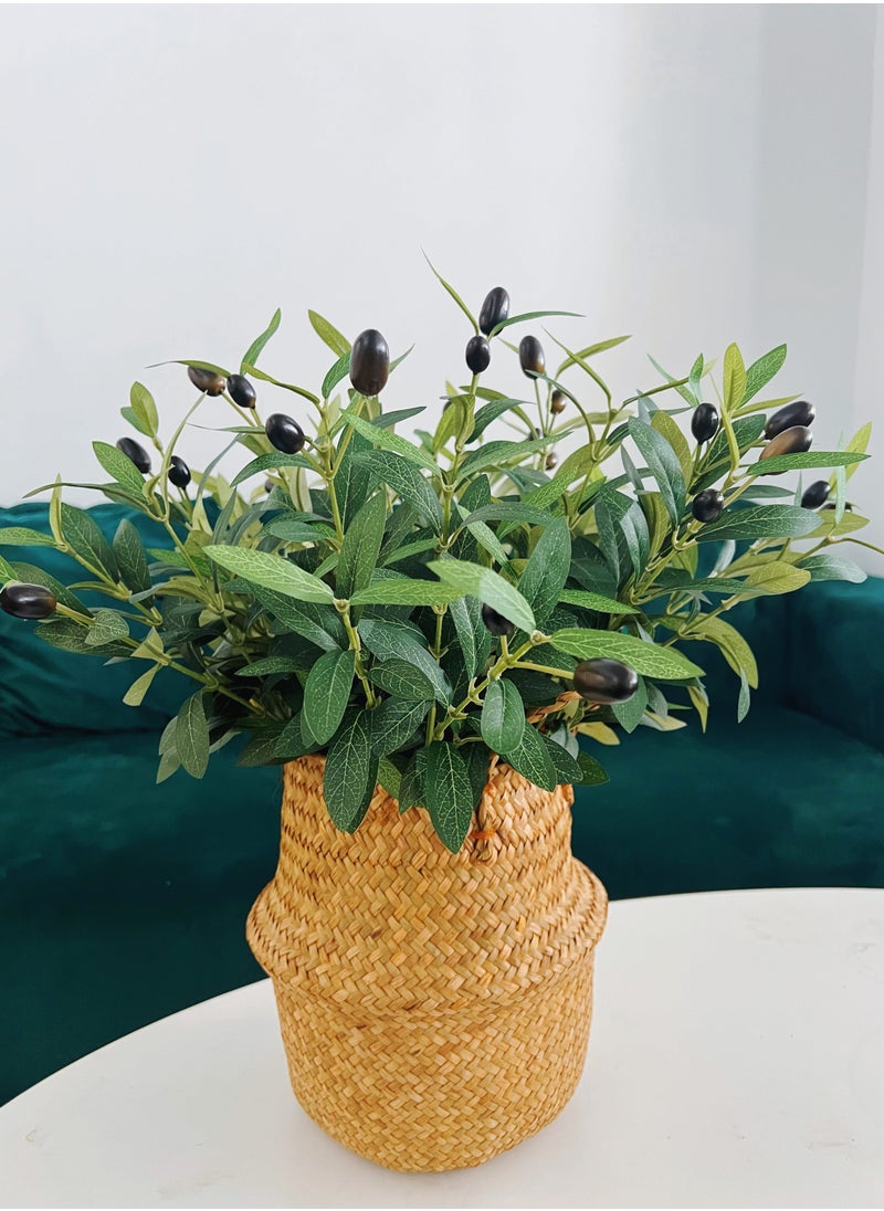 Generic 6pcs 18in  Artificial Olive Branch, Indoor Outdoor Home Office Garden Modern Decoration Housewarming Gift Perfect Potted Simulation Plants  - Image 1