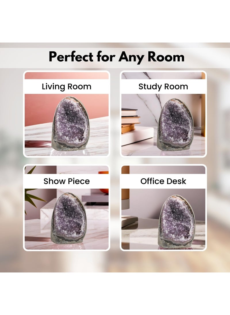 Plus Value Plus Value Natural Amethyst Rock Cluster Clears Geopathic Stress Helps Improve Student Academic Performance Results Home Office Desk Decor Positivity Kids Bedroom Rakshabandhan Gifting 316grams  - Image 2
