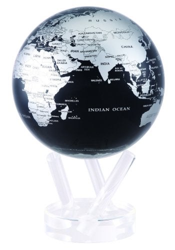 MOVA Globe – Metallic Black and Silver 6” | Solar-Powered Rotating Desk Globe with Minimalist Map Design | No Batteries or Cords | Modern Decor Gift - Image 2