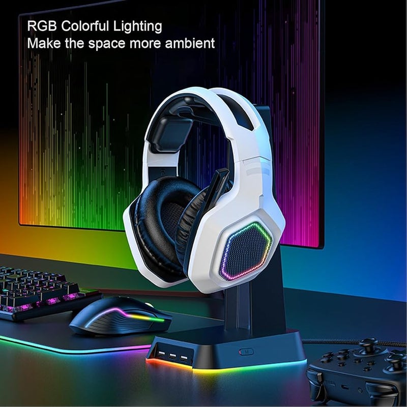 سماعة رأس للألعاب باللون الأبيض مع وسائد أذن من رغوة الذاكرة وميكروفون بإلغاء الضوضاء النشط، سلكية مقاس 3.5 مم لأجهزة الكمبيوتر - Image 3