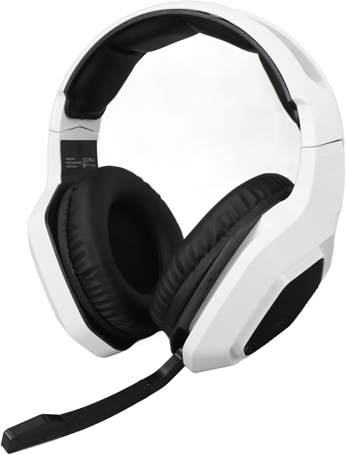 سماعة رأس للألعاب باللون الأبيض مع وسائد أذن من رغوة الذاكرة وميكروفون بإلغاء الضوضاء النشط، سلكية مقاس 3.5 مم لأجهزة الكمبيوتر - Image 2