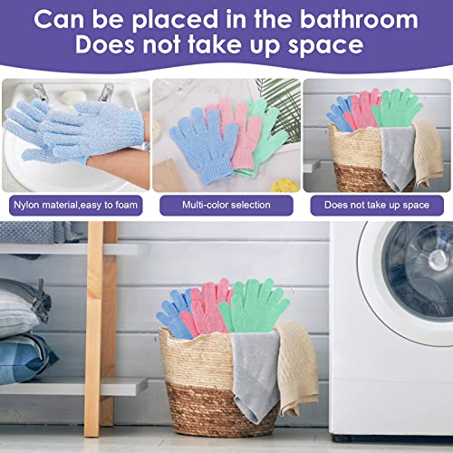 Sibba 3 Pair Bath Gloves for Shower Natural Loofah Exfoliating Wash Gloves for Body and Face, Dead Skin Remover, Double Sided Microfibre Shower Body Gloves for Adults and Kids - Image 4