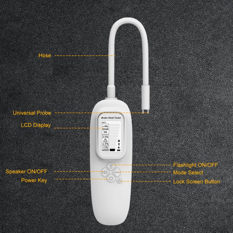 Brake Fluid Tester Intelligent Lubricant Analyzer with Copper Nickel Plated Probe - Multi Oil Type Selection LCD Screen Detector for Automotive Use - Image 5