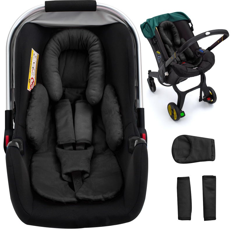 Kaseeous Newborn Car Seat Head Support with 3 Shoulder Covers Set, 2-in-1 Reversible Infant Car Seat Insert, Thickened Car Seat Cushion for Baby, Carseat Head Support for Preemie to Infant - Image 1