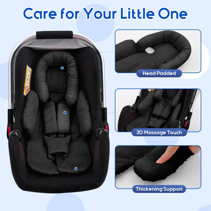 Kaseeous Newborn Car Seat Head Support with 3 Shoulder Covers Set, 2-in-1 Reversible Infant Car Seat Insert, Thickened Car Seat Cushion for Baby, Carseat Head Support for Preemie to Infant - Image 5