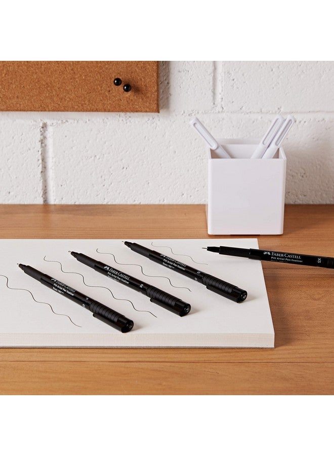 فابير كاستل مجموعة أقلام ألوان Pitt Artist - عبوة من 4 قطع، مقاسات XS، S، F، M، Fine، باللون الأسود - Image 2