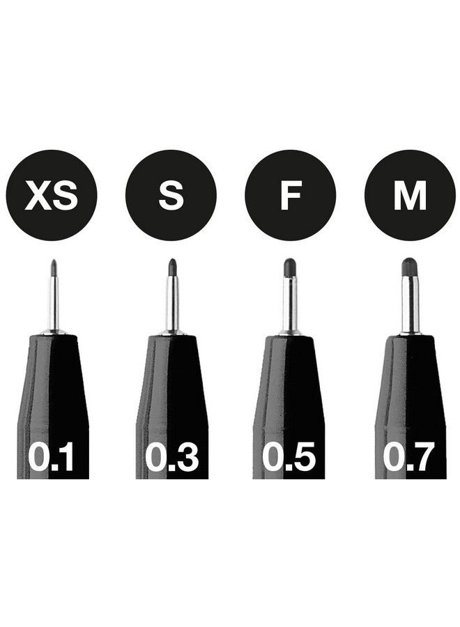 فابير كاستل مجموعة أقلام ألوان Pitt Artist - عبوة من 4 قطع، مقاسات XS، S، F، M، Fine، باللون الأسود - Image 4