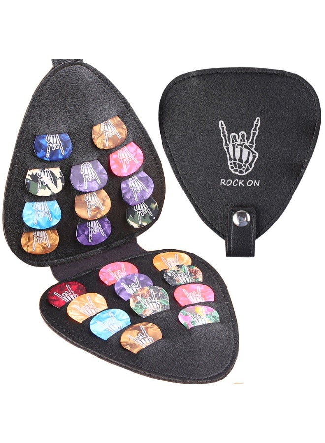general 22PCS Guitar Picks with Case - 6 Thicknesses (0.46-1.5mm) Celluloid Plectrums & PU Leather Storage Bag for Acoustic Electric Guitar - Image 1