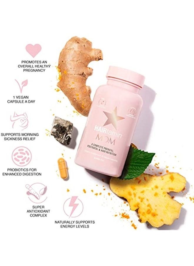 HAIRTAMIN - Mom Vegan Prenatal And Postnatal Multivitamin Supplement & Hair Vitamin Pregnancy, Postpartum, Breastfeeding Probiotic One-a-day Hair Vitamins With Biotin, Zinc, Iron- 30 Counts - Image 1