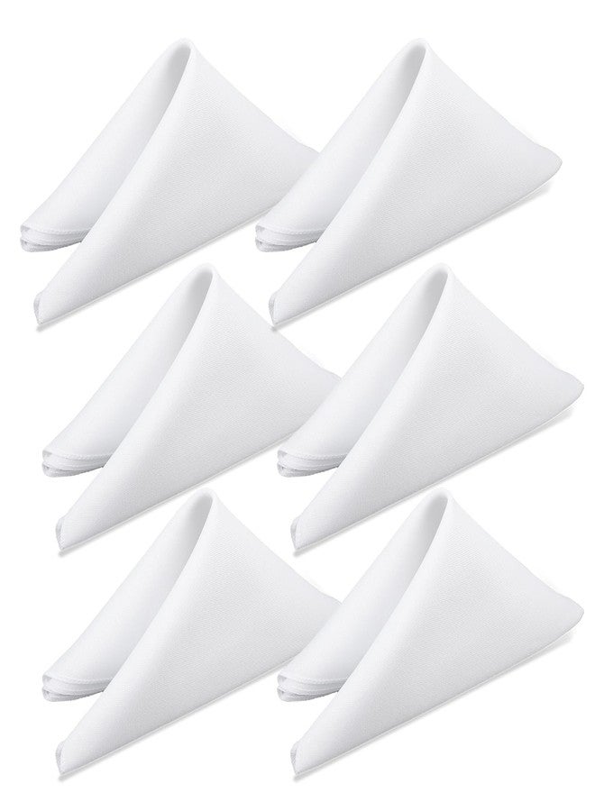 Psyqtsuary 17x17 Inch Cloth Napkins White Cloth Napkins Set of 6 White Washable Polyester Dinner Napkin Fabric for Birthday Holiday Party Restaurant Banquets - Image 1
