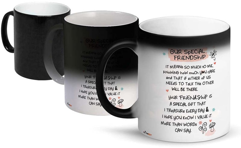 FirseBUY Friends Quotes Magic Mug Ceramic 11 Ounce Friendship Printed Coffee Cup Black - Image 1