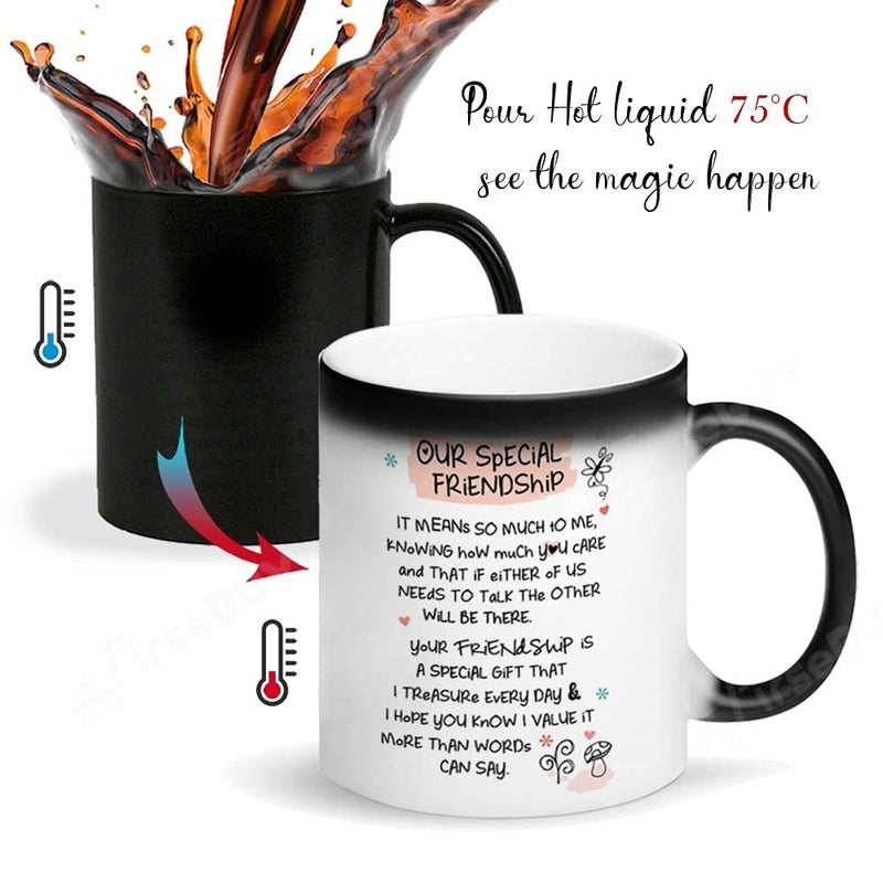 FirseBUY Friends Quotes Magic Mug Ceramic 11 Ounce Friendship Printed Coffee Cup Black - Image 2