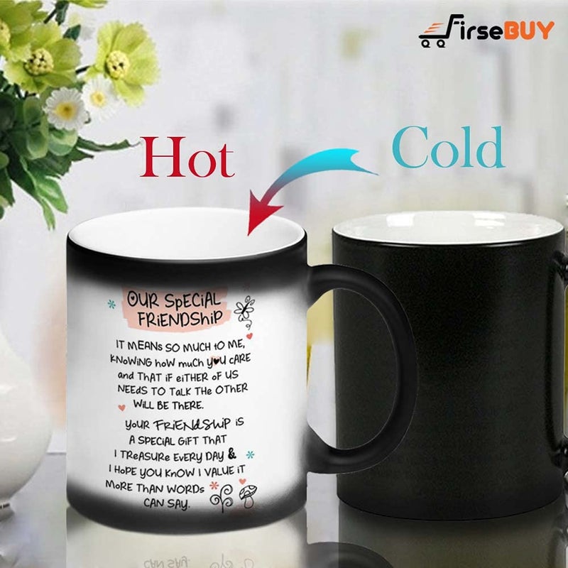 FirseBUY Friends Quotes Magic Mug Ceramic 11 Ounce Friendship Printed Coffee Cup Black - Image 3