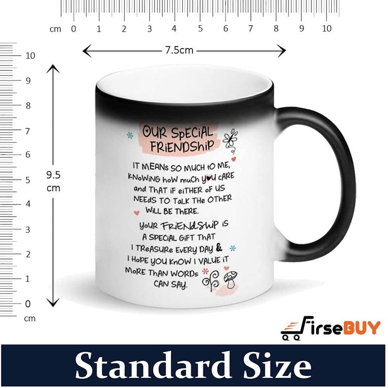 FirseBUY Friends Quotes Magic Mug Ceramic 11 Ounce Friendship Printed Coffee Cup Black - Image 5