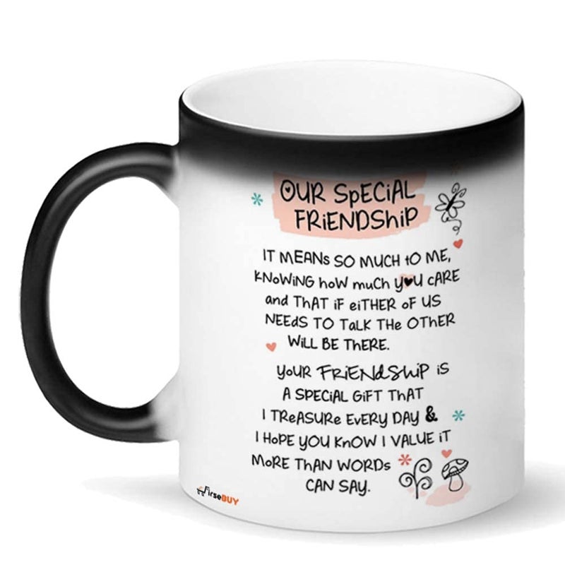 FirseBUY Friends Quotes Magic Mug Ceramic 11 Ounce Friendship Printed Coffee Cup Black - Image 4