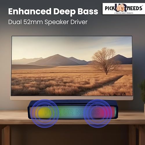Pick Ur Needs Rechargeable Portable Bluetooth Wireless Home TV Soundbar with Multicolor Light Stereo Speaker (Blue) - Image 2