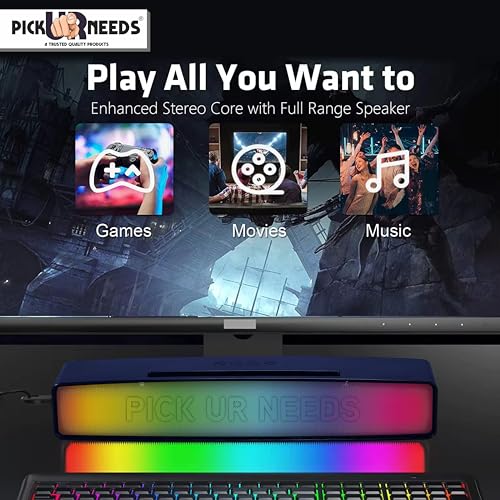 Pick Ur Needs Rechargeable Portable Bluetooth Wireless Home TV Soundbar with Multicolor Light Stereo Speaker (Blue) - Image 3