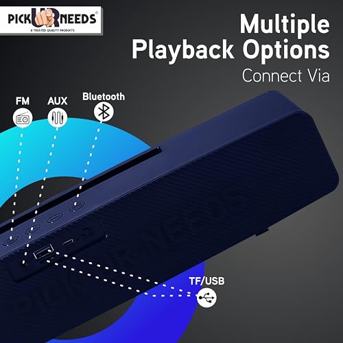 Pick Ur Needs Rechargeable Portable Bluetooth Wireless Home TV Soundbar with Multicolor Light Stereo Speaker (Blue) - Image 4